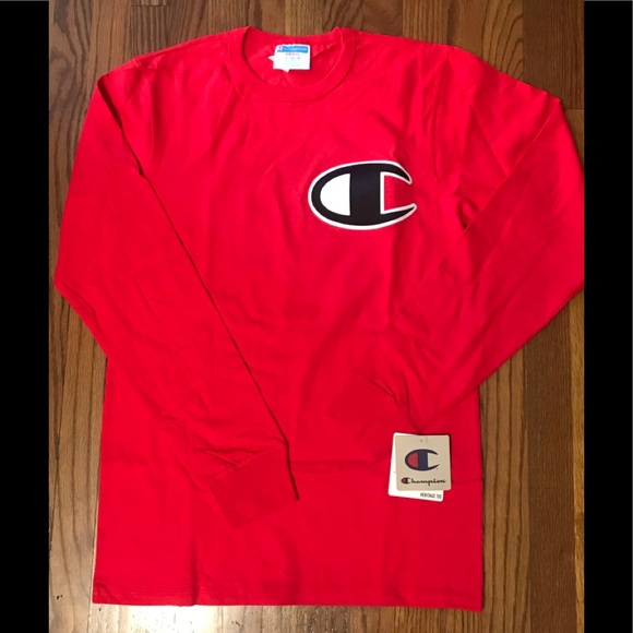 Champion Red Long Sleeve T- Shirt Small NWT - Picture 5 of 8